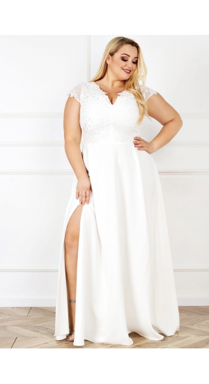 Bosca brudekjole med lange ærmer i store størrelser 